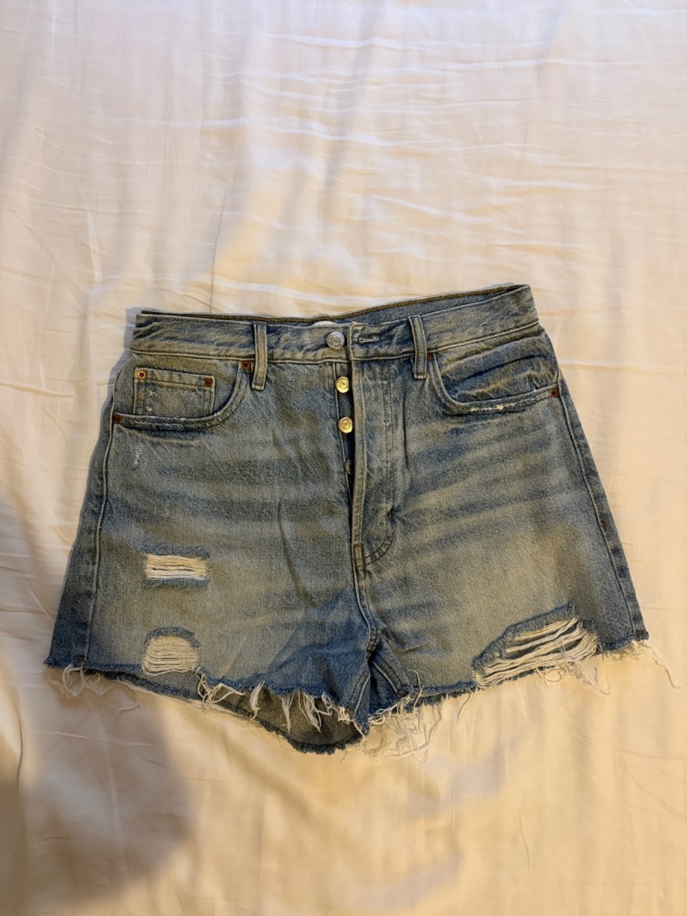 PacSun Light Blue Distressed High-Rise Denim Shorts